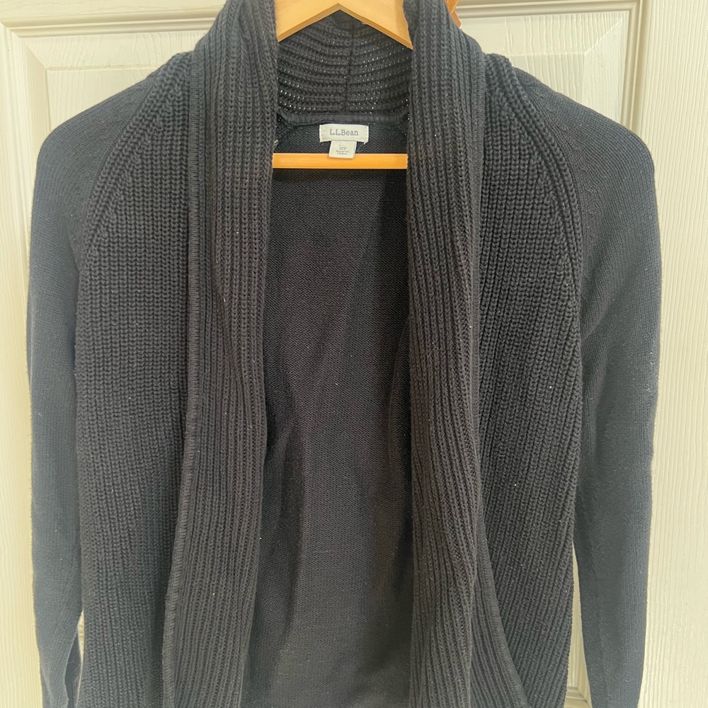 L.L. Bean Black Knit Sweater, 100% Cotton Size XS